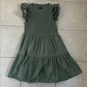 Mixed Media Ruffle Sleeve Tiered Mini Dress